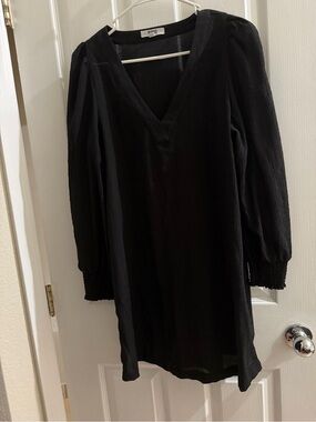 BB Dakota by Steve Madden Black V-Neck Long Sleeve Mini Dress